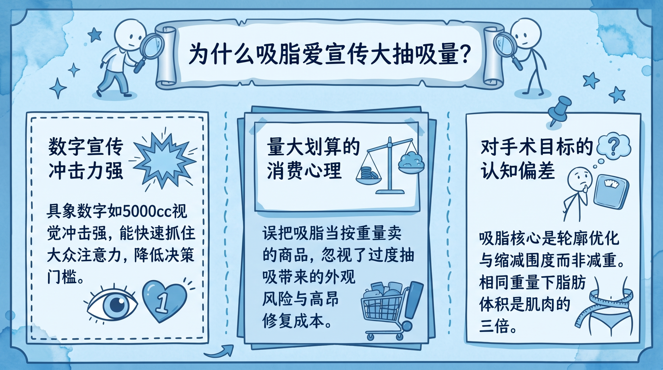 吸脂抽吸量认知误区示意图